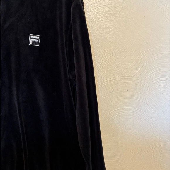FILA Black Velour Quarter Zip Hoodie L - Picture 7 of 8